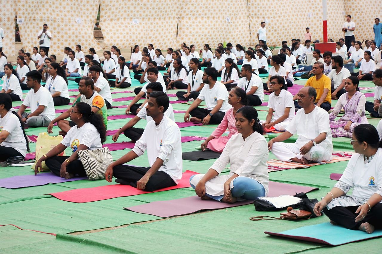 International Yoga Day. Staff and guests at the Yoga Day session.